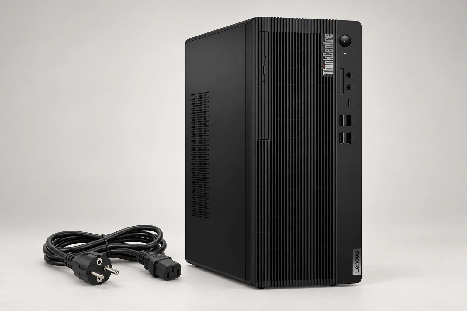 ThinkCentre M70t 본체·전원 케이블 패키지 연출