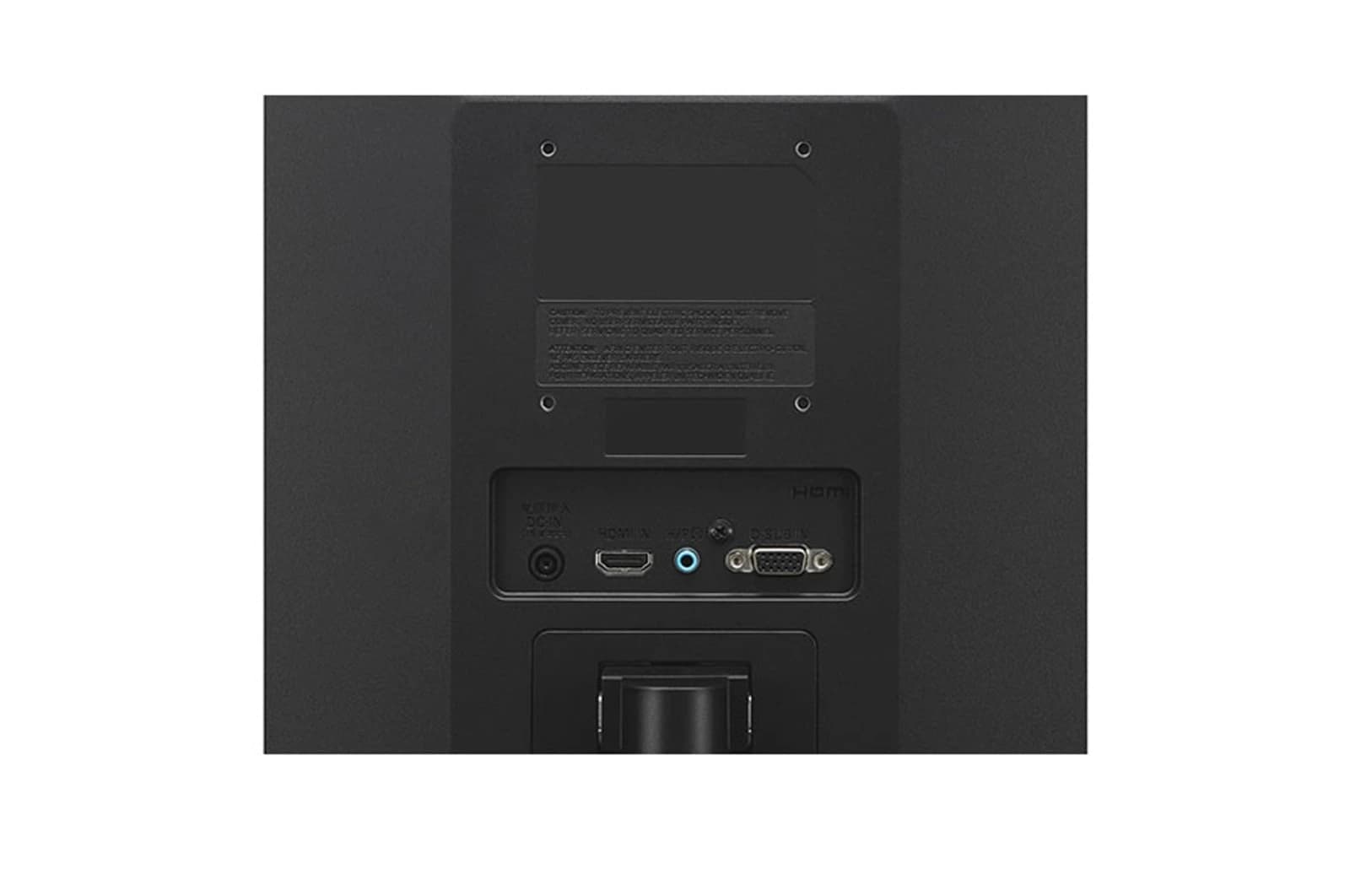LG 24EA430V 후면 왼쪽부터 DC 전원, HDMI, 헤드폰, D-Sub 입력