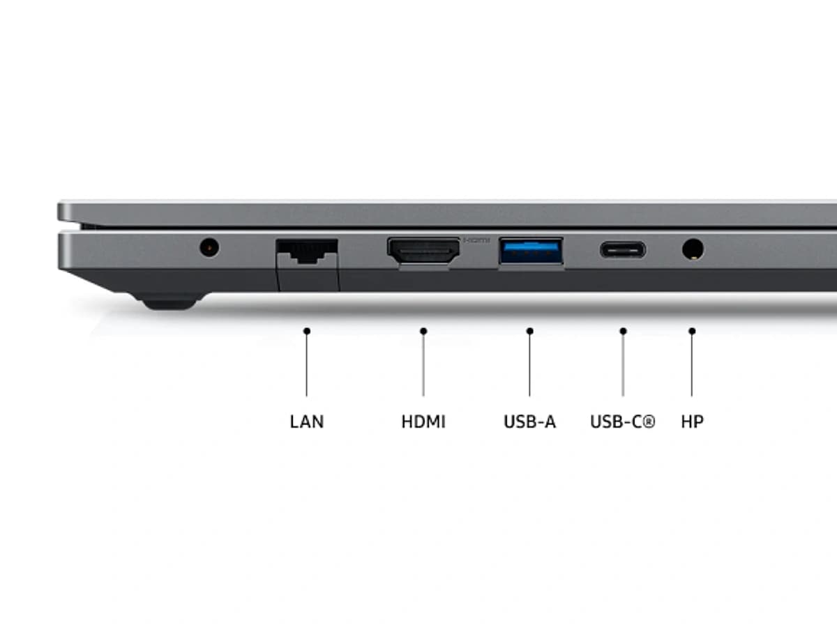 삼성 노트북 Plus2 좌측 LAN, HDMI, USB-A, USB-C와 오디오 단자 이미지