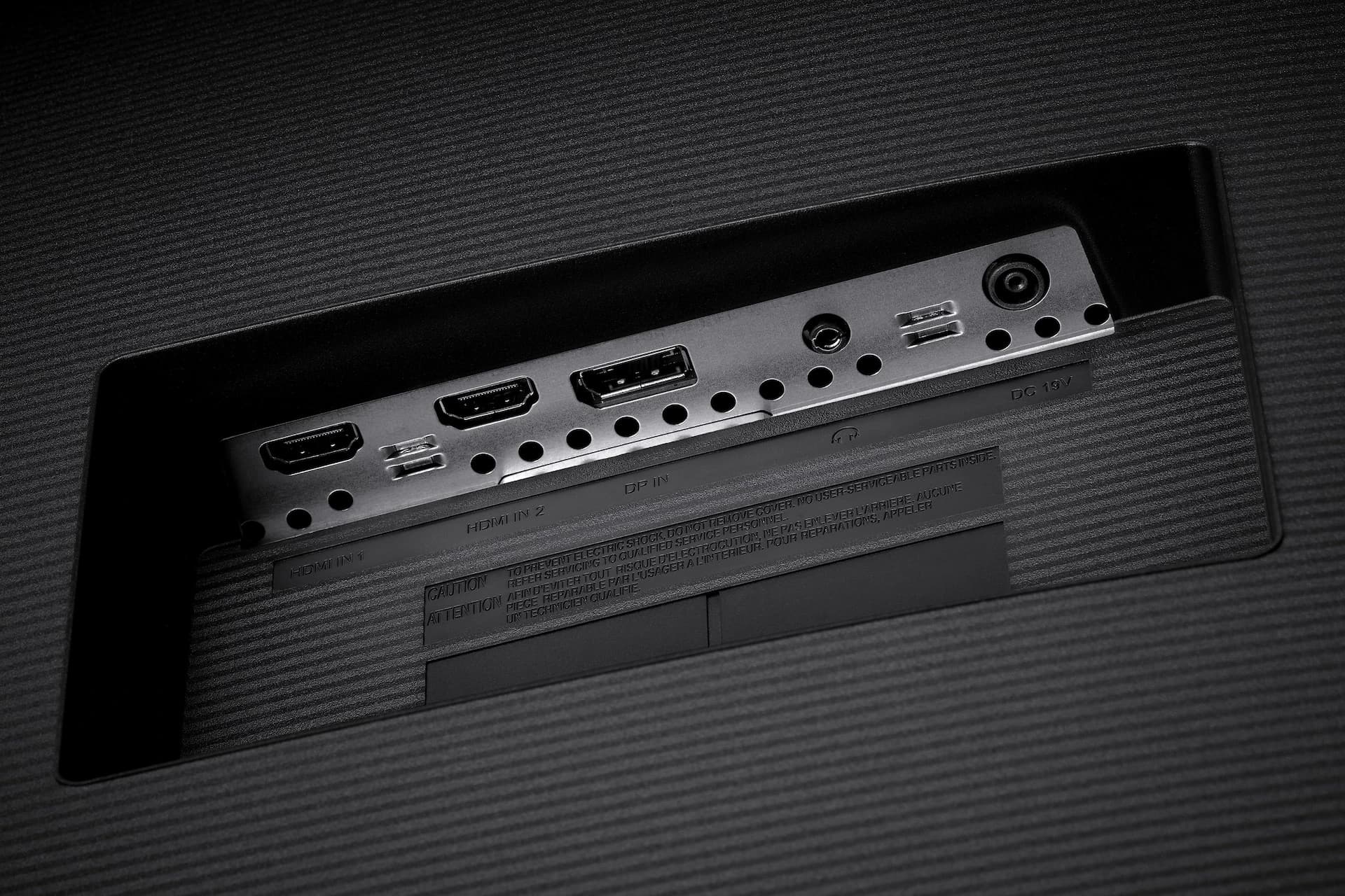 U32J592 후면 HDMI 1 HDMI 2 DisplayPort 헤드폰 DC 전원 입력 단자